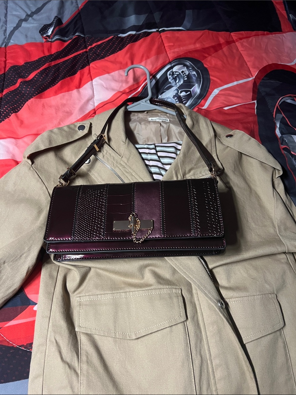 Colorblock Clutch in Burgundy NWT